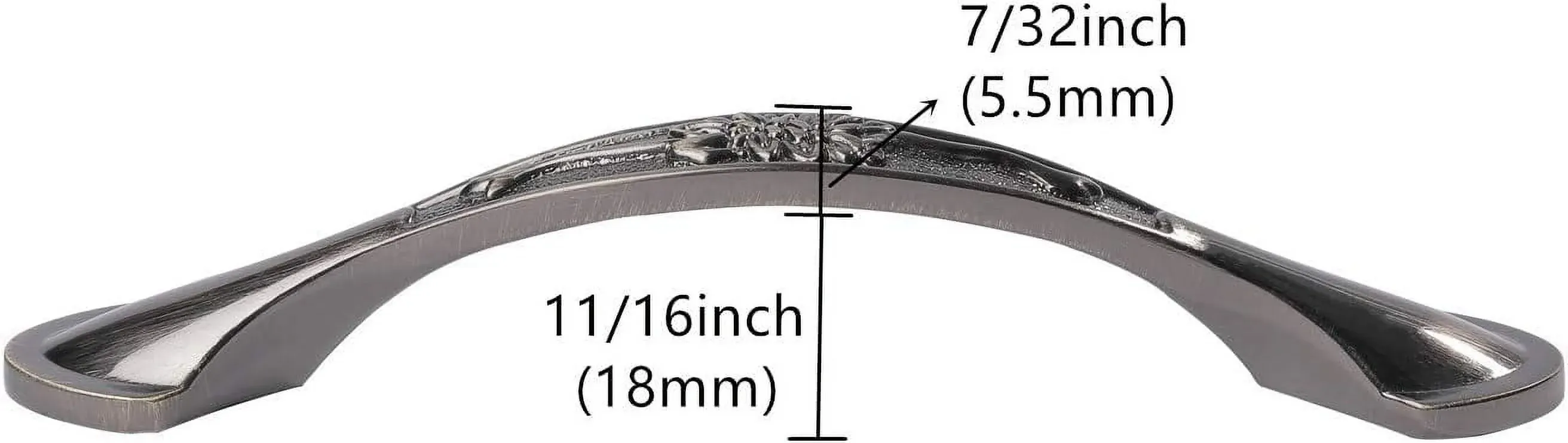 3 Pack Floral Cabinet Pull Handles, Solid Zinc Alloy Hardware, 3.8 In Hole Distance, Bronze — image 3