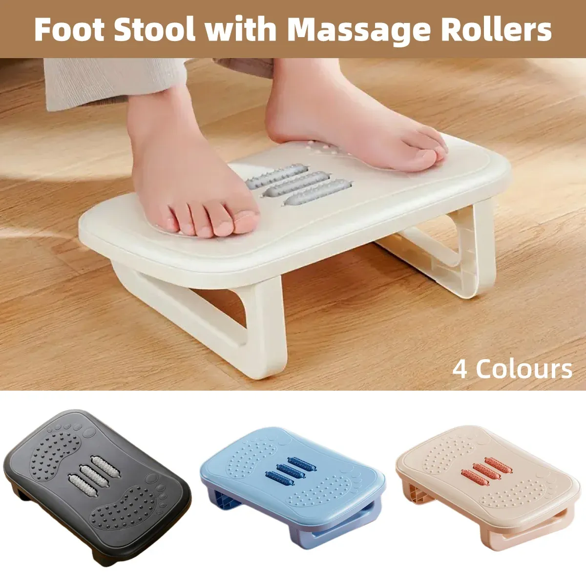 Ergonomic Office Footrest Adjustable Under Desk Stool Anti Fatigue Foot Support - Black — image 2