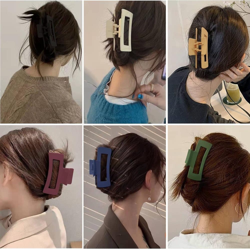 6-Pack Strong Rectangular Hair Clips for Thick Hair, Non-Slip Matte Solid Color, Multicolor — image 3