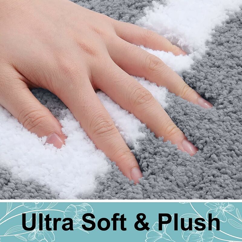 Non-Slip Bath Mat, Soft Microfiber Bathroom Mat, Absorbent High Pile Bath Mat, Machine Washableable - 40 × 60 Cm - Grey — image 3