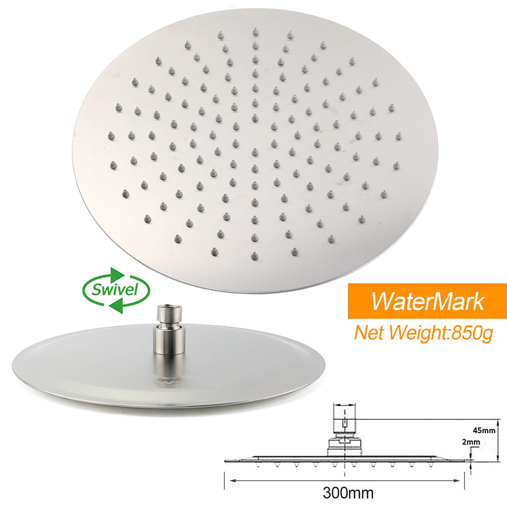WELS Brushed Nickel Dual Shower Set Sliding Rail Arm Large 12" Round Head Handheld Small Face Mixer โ image 6