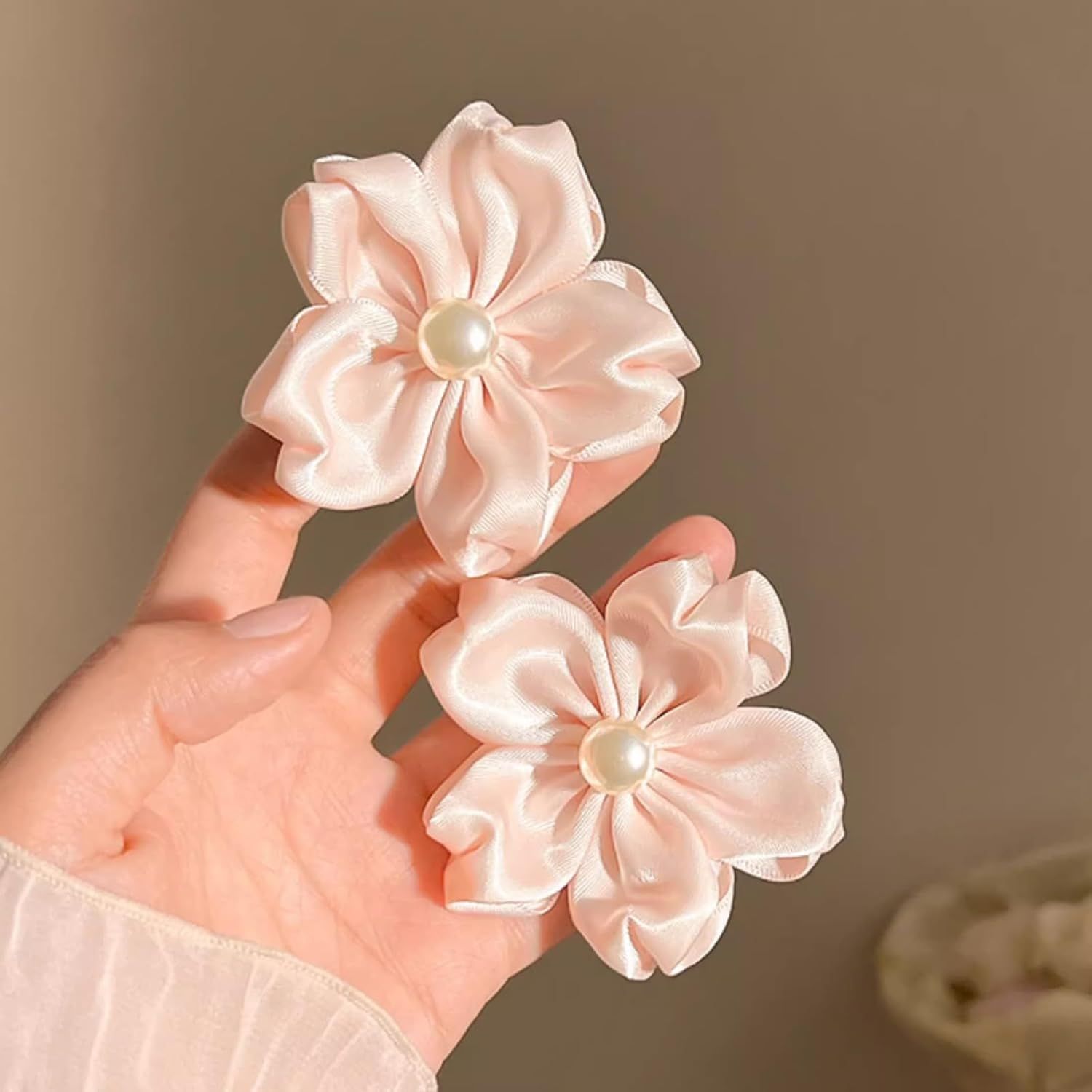 2 Pack Pink Sakura Hair Clips With Pearls for Girls Front Side Bangs, Fringe Duckbill Hair Clips Headwear Accessories (Sakura) โ image 2