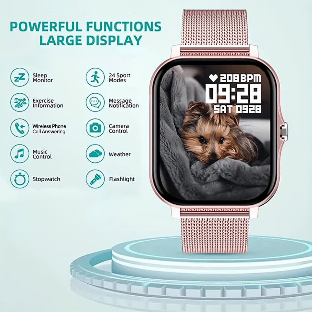 Pink Smart Fitness Watch with Large Display - 24 Sport Modes, Heart Rate Monitor & More โ image 3