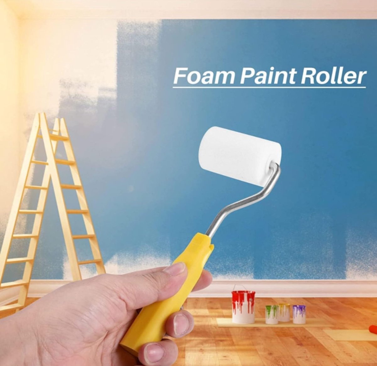Mini paint roller set - Foam paint roller - with refills - high-density foam rollers *6, paint tray and roller handle - small sponge paint roller - for โ image 4