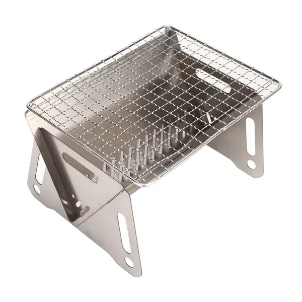 1 Piece Foldable Charcoal BBQ Grill, Heat-Resistant Stainless Steel Camping Grill with Ventilation Holes, Silver, 20 x 15 cm โ image 3