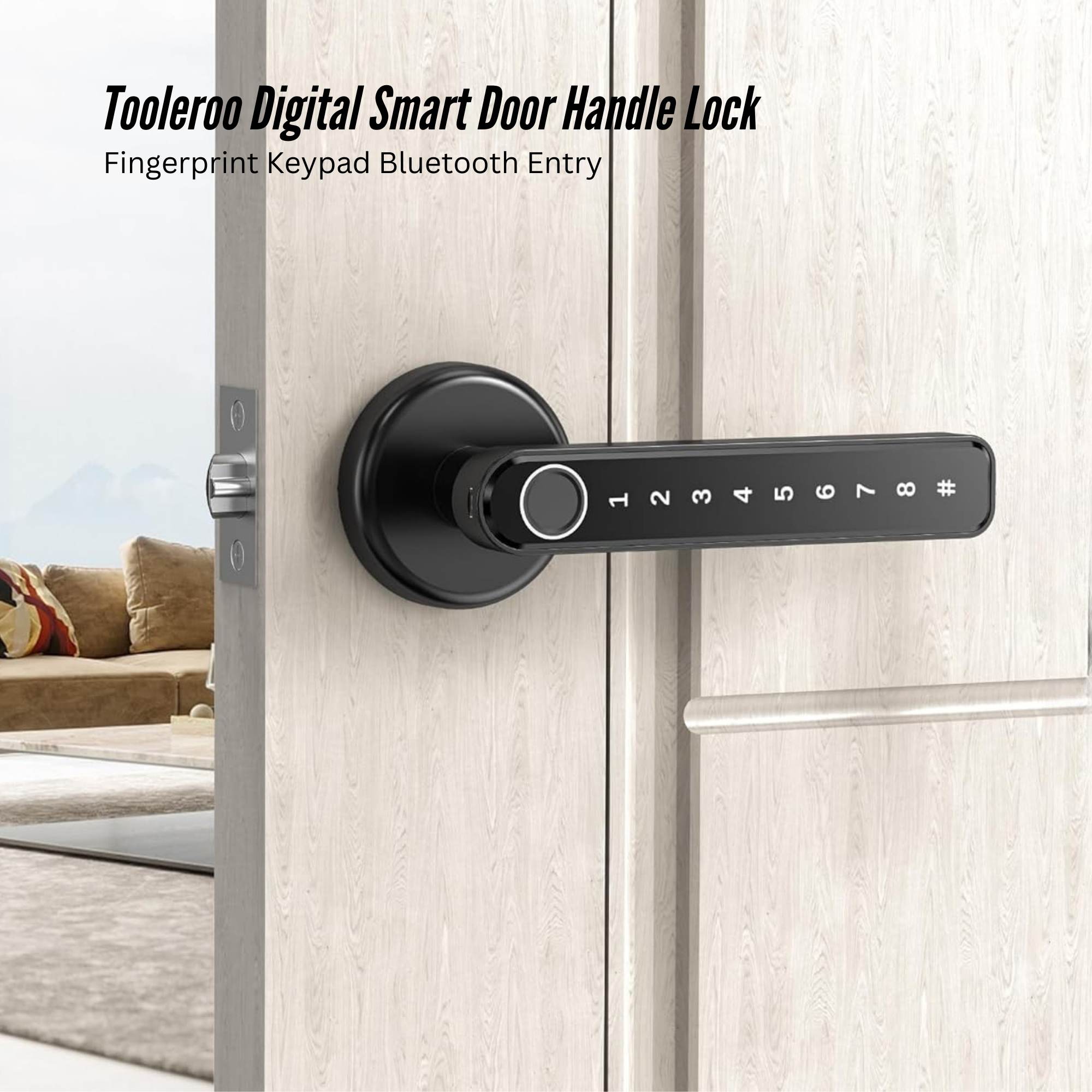 Tooleroo Digital Smart Door Lock Handle - 5in1 Keypad Home Entry Security System — image 2