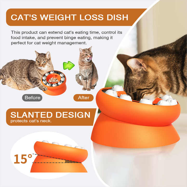 Pink Interactive Slow Feeder Cat Bowl - 15° Tilt Design, Puzzle Feeder for Healthy Eating — image 3
