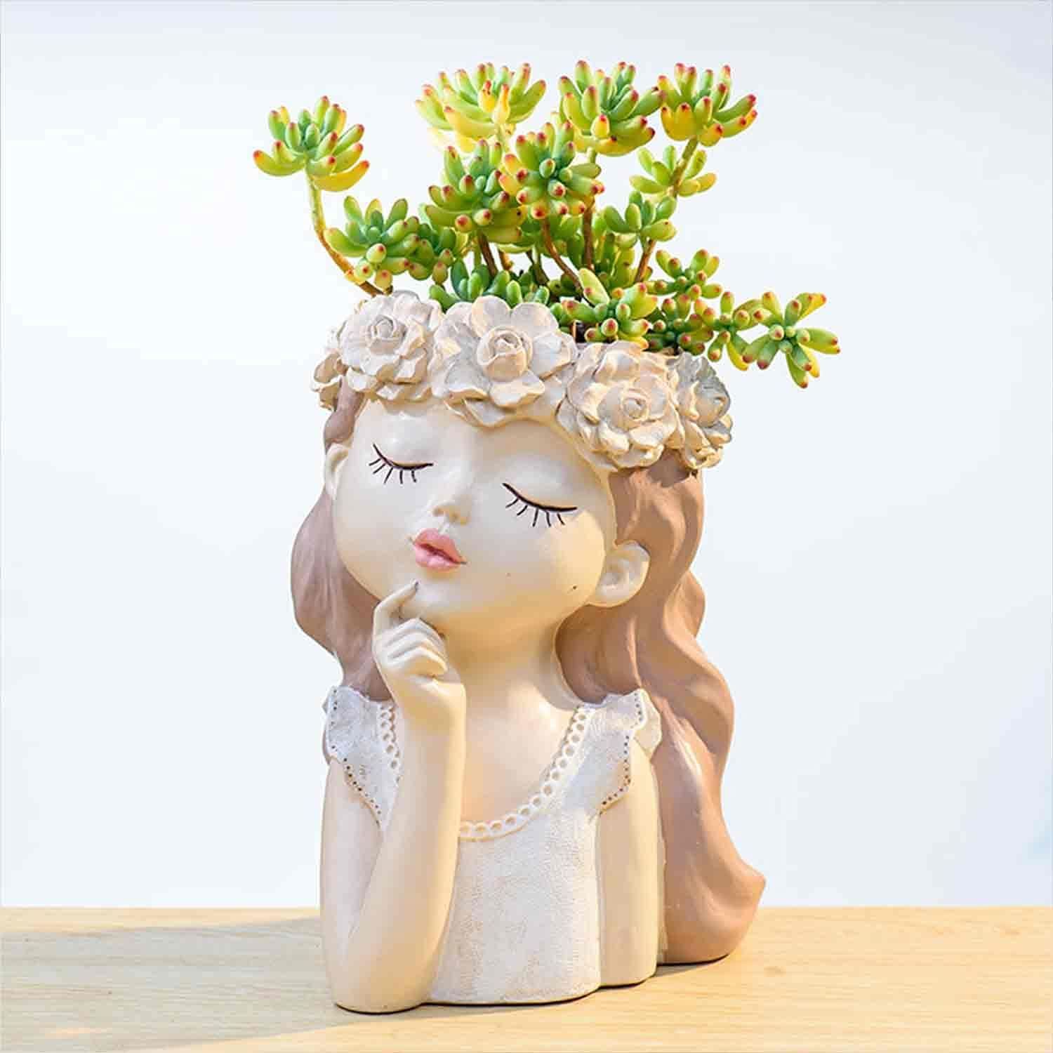 Head Planter Succulent Pots Face Flower Pot Cute Resin Cactus Planters with Drainage Creative Decorations, Gift โ image 4