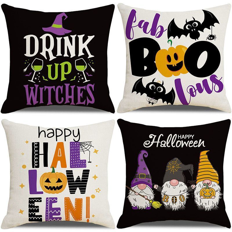 4PC Pillow Cover For Festival Decoration, Christmas & Halloween Home Display, Style 32, Suitable For Sofa, Living Room, Bedroom, 45 × 45cm Does Not Include