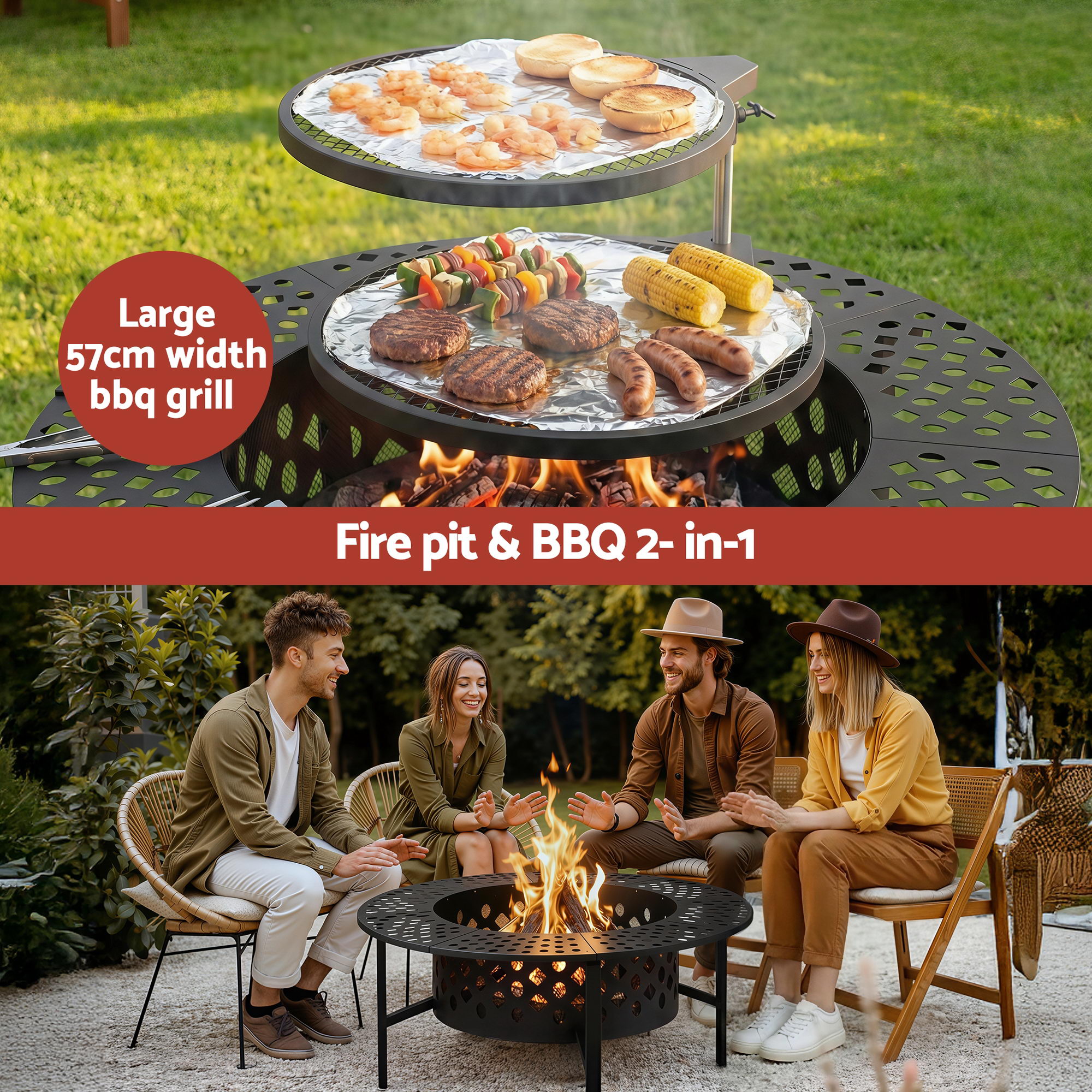 Grillz Fire Pit BBQ Charcoal Smoker Portable Mesh Pits Outdoor Camping Fireplace โ image 4