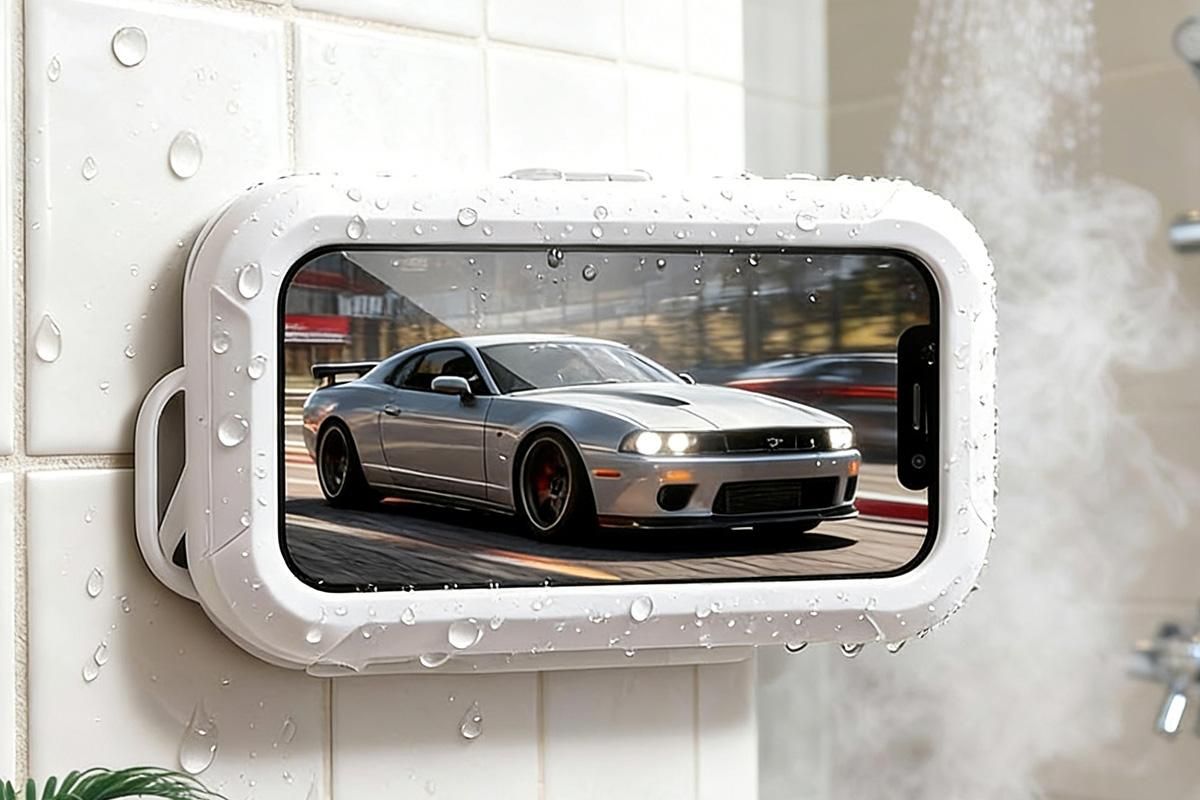 Waterproof Anti-Fog Rotating Shower Phone Holder for Bathroom-White โ image 5