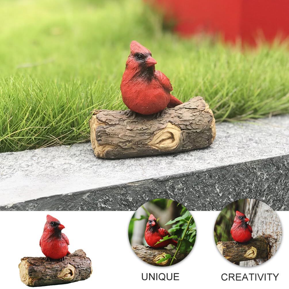 Miniature Cardinal Figurine Resin Bird on Tree Statue Outdoor Garden Sculpture Yard Art for Christmas Party Decoration Gifts — image 5