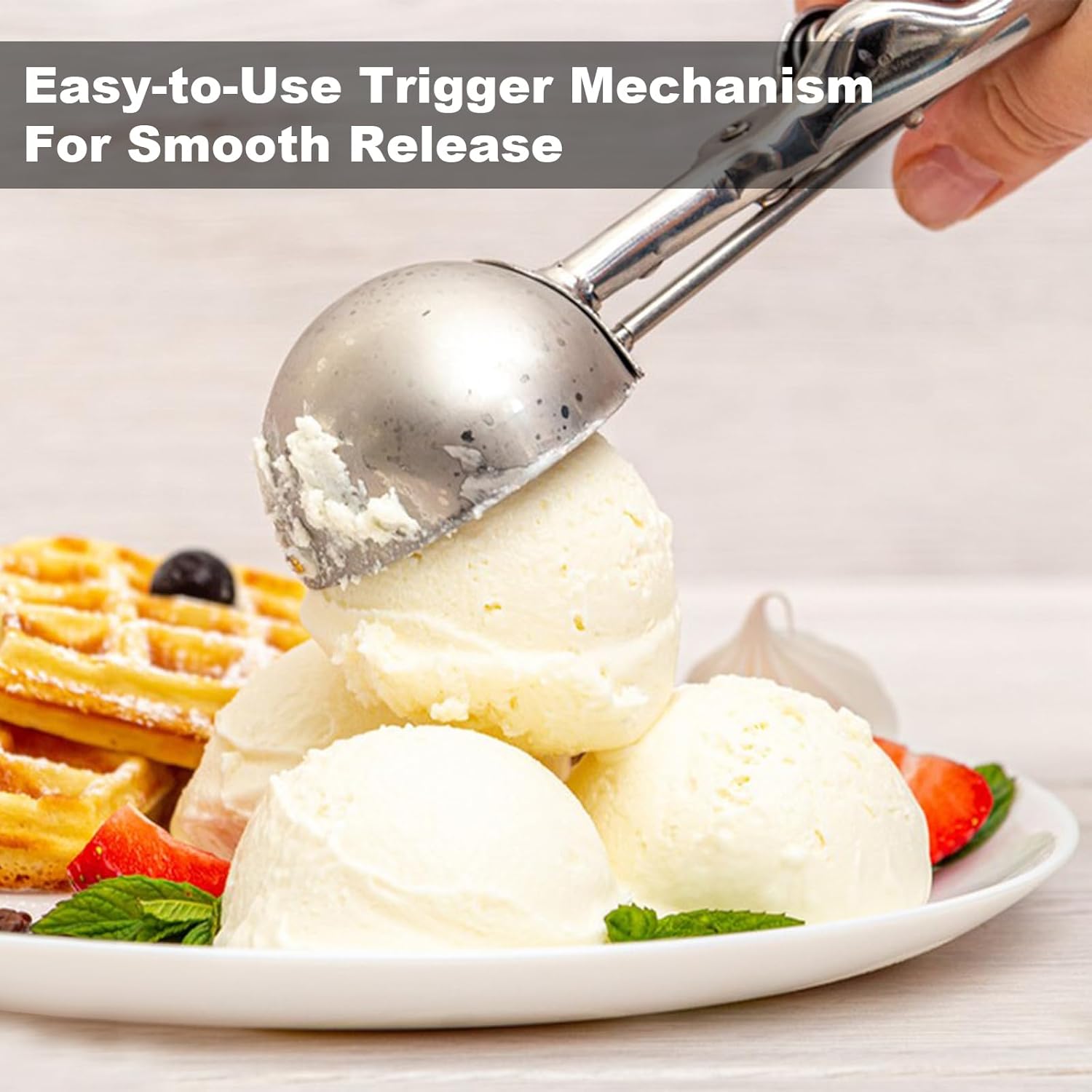 Cookie Scoop,Set of 3 Cookie Dough Scoops for Baking 1 Tbsp,2 Tbsp,3 Tbsp,Stainless Steel Ice Cream Scooper with Trigger Release for Cupcake,Ice — image 3