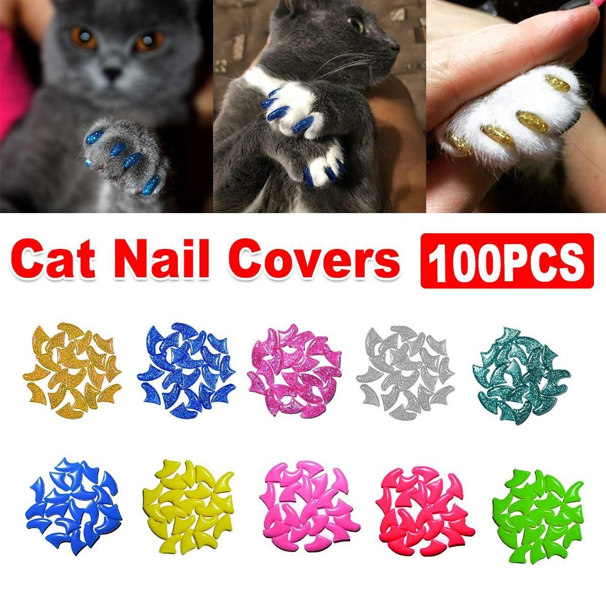 100PCS Anti Scratch Paw Covers for Cats and Kittens Nail Protector Soft Paw - Flat-S — image 2