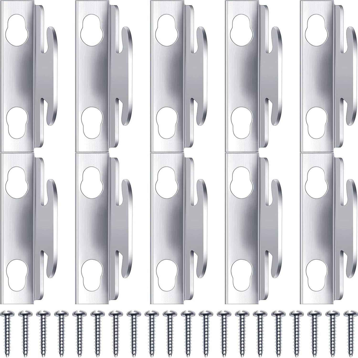 Curtain Rod Brackets & Hooks Accessories - Adjustable Sets with Screws & Support Hangers or Home & Kitchen (10 Sets)