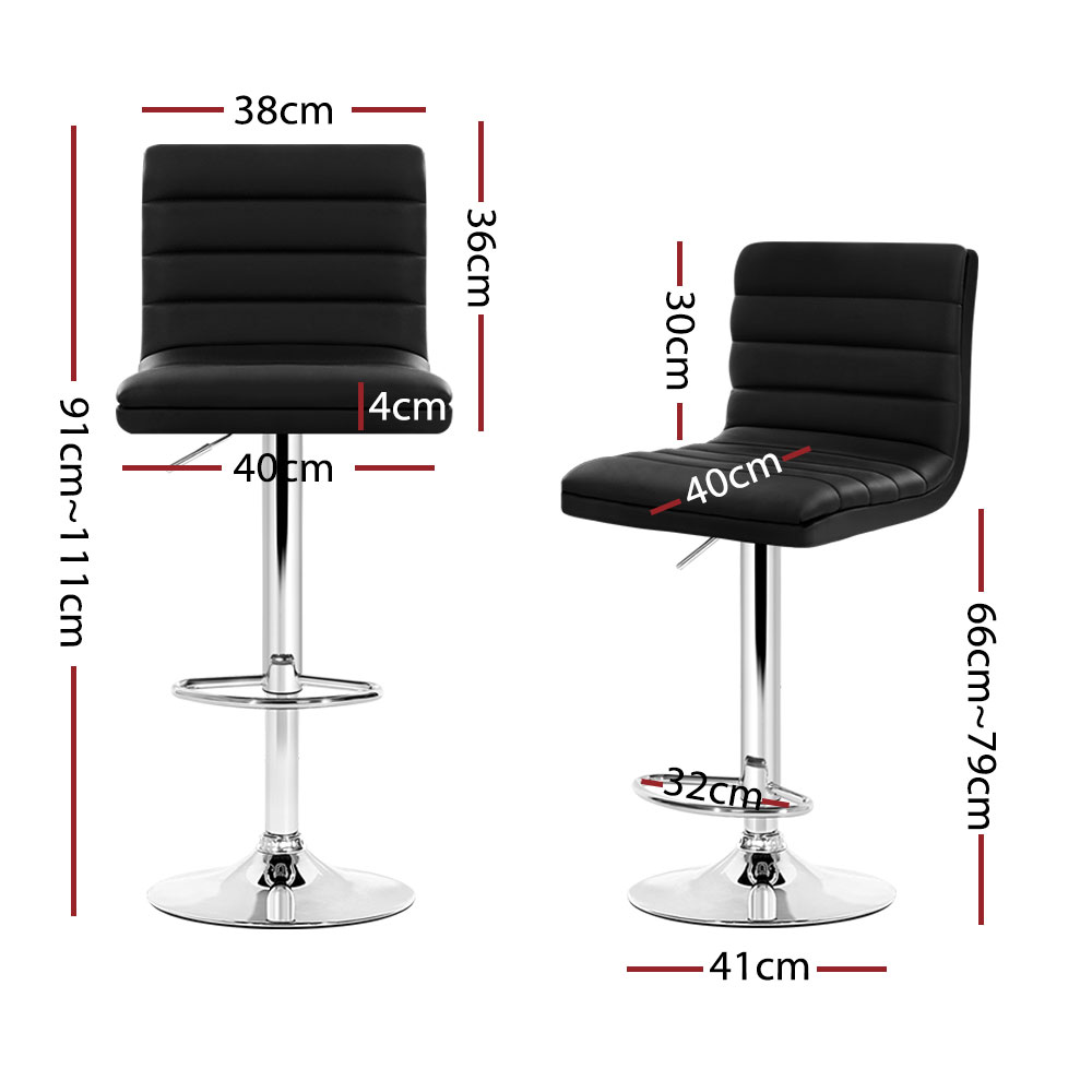 Artiss 4x Bar Stools Padded Leather Gas Lift Black โ image 2