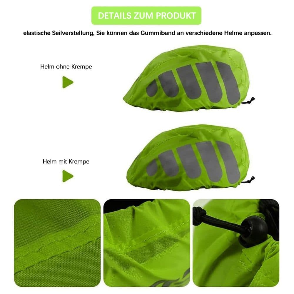 Reflective Bicycle Helmet Cover, Water and Wind Resistant Rain Cover, Green — image 4