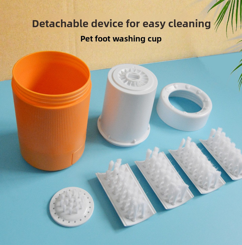 Portable Dog Paw Washer Cup - 360 Degree Muddy Foot Cleaner with Soft Bristles - Gentle Grooming Tool for Cats & Small to Medium Dogs - Orange — image 3
