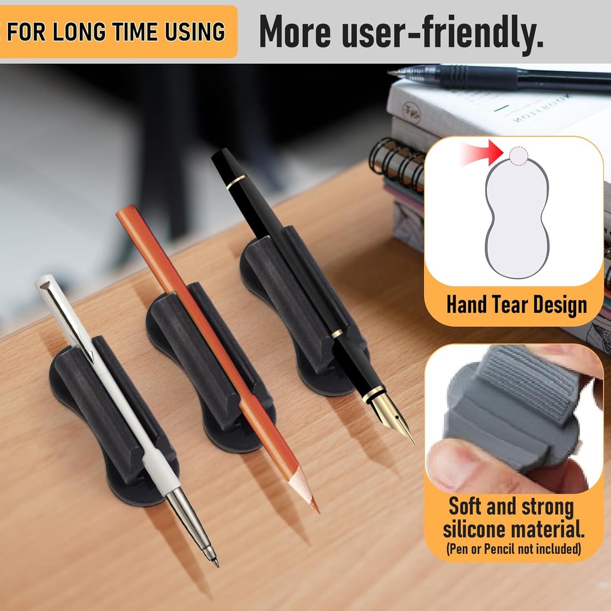 12 pieces - pen holder for desk - self-adhesive silicone pen holder - for clipboard mounting in classroom - highlighter holder - pencil holder - for desk — image 4