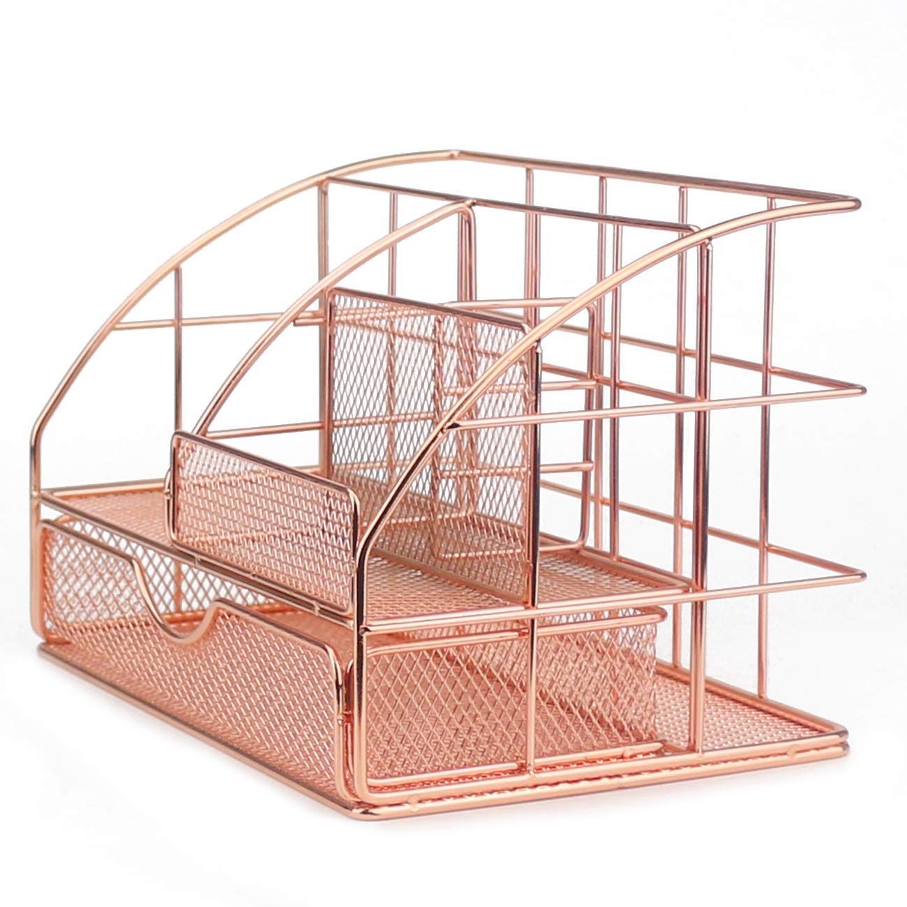 Cute Mesh Office Supplies Accessories Essentials Caddy with Drawer for Home & Office Desktop Organization