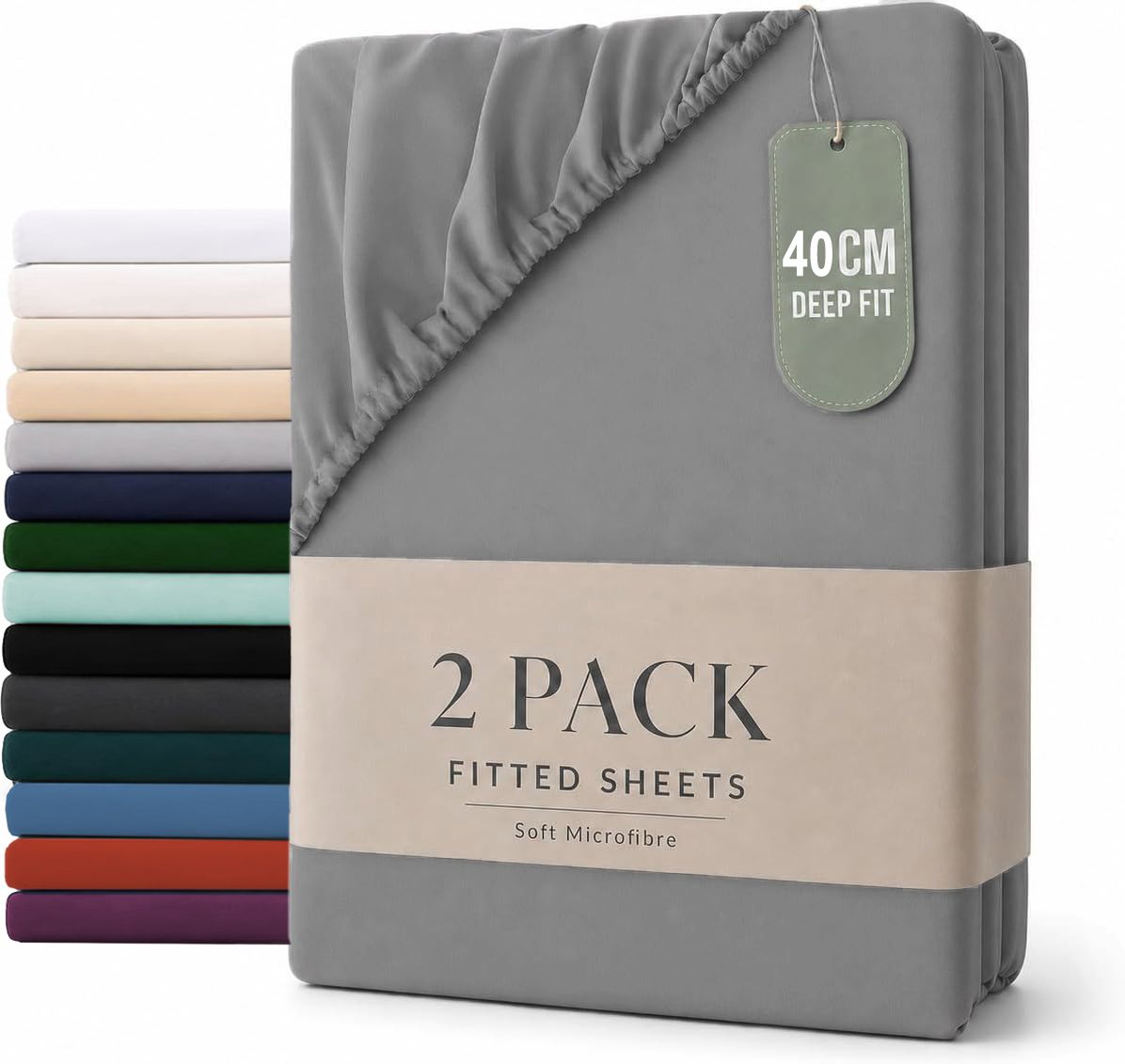 Hotel Quality Fitted sheets - 2 Piece Fitted sheets -Breathable Bedding - Wrinkle, Fade, Stain Resistant- 26inch/40cm Deep Pocket Fitted Bed Sheet-Wrinkle and
