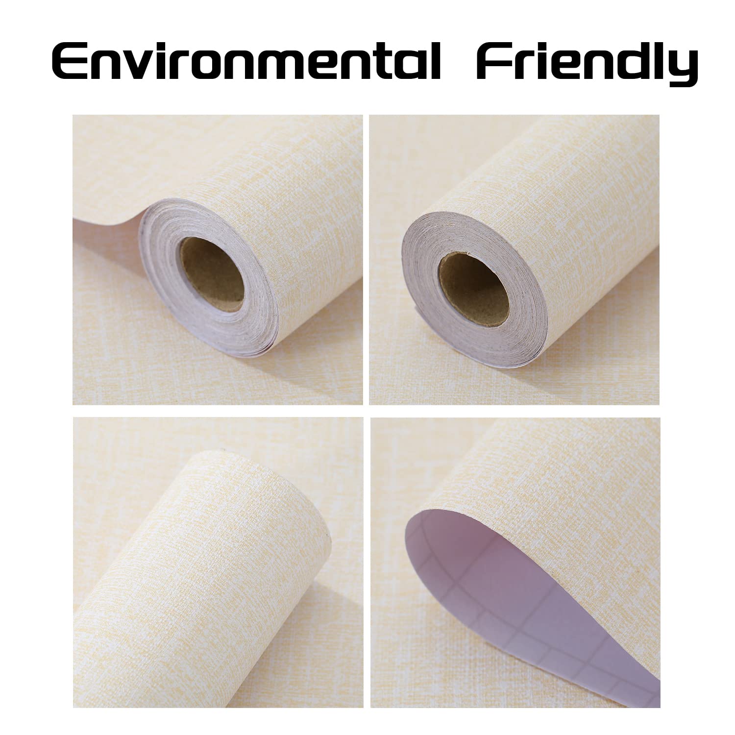 61cm x 10m beige Wallpaper Decor Faux Grasscloth Paper Wall Paper Self Adhesive Removable โ image 4