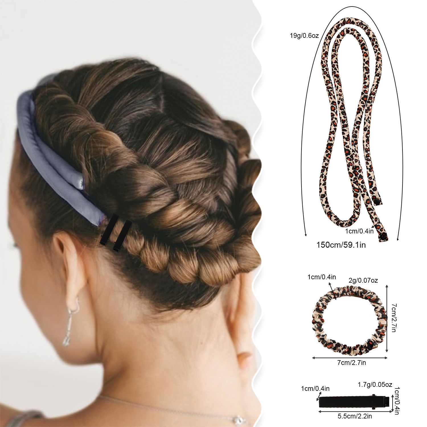 2-PCS Bronze color Heatless Hair Curler Set Extra Long Overnight Soft Ribbon for Natural Big Waves Damage-Free Professional Home Styling Solution for Local — image 4