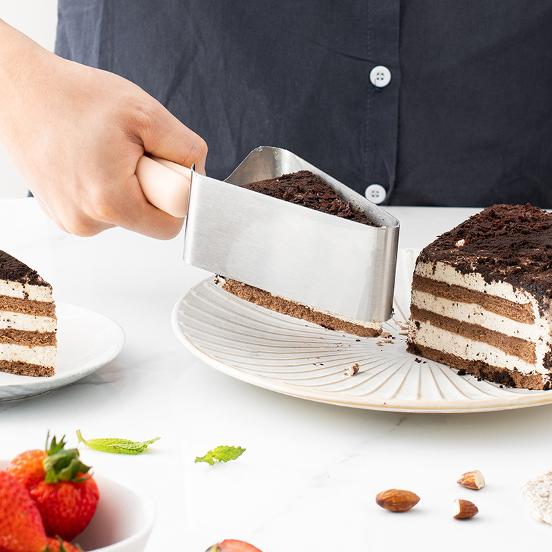 Stainless Steel Triangle Cake Divider Tongs with Wooden Handles for Even Cake Slices, Desserts, Pastries and Serving — image 2