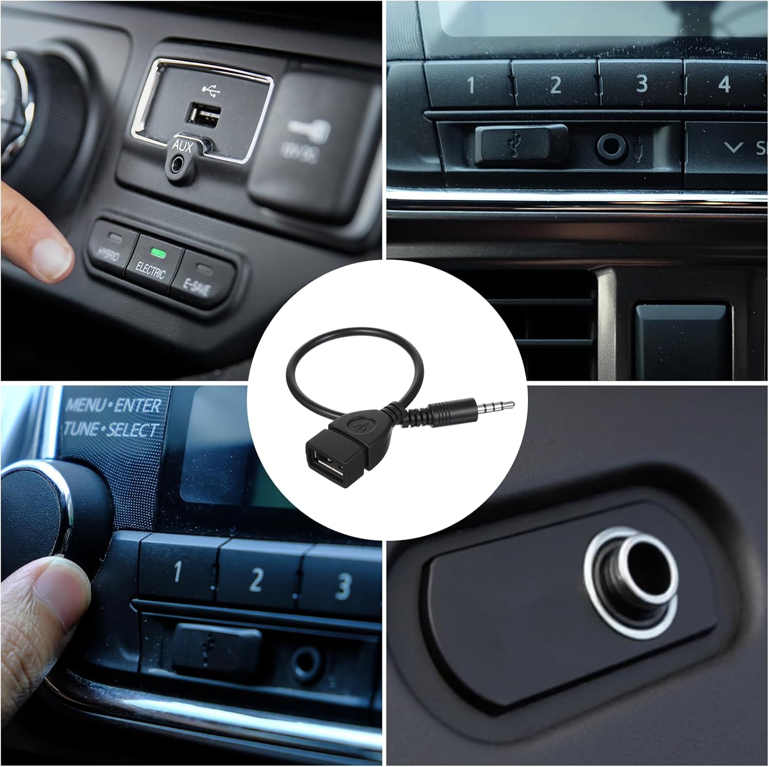 USB to AUX Audio Adapter, 3.5 mm Male AUX Audio Jack Plug to USB 2.0 Female Converter Adapter Cable Cord 9 Inch Length Black OTG Adapters Accessories for Car — image 6