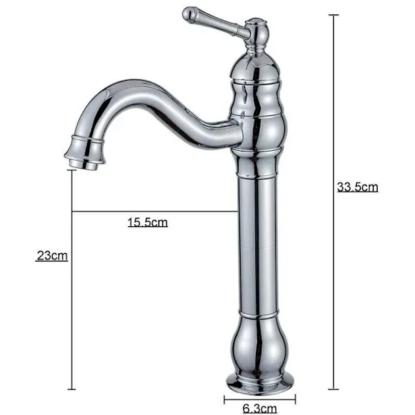 Retro Basin Faucet Swivel 360 Degree Rotation Single Handle Bathroom Mixer High Spout Cold and Hot Water Available, brass material, Chrome Finish — image 3