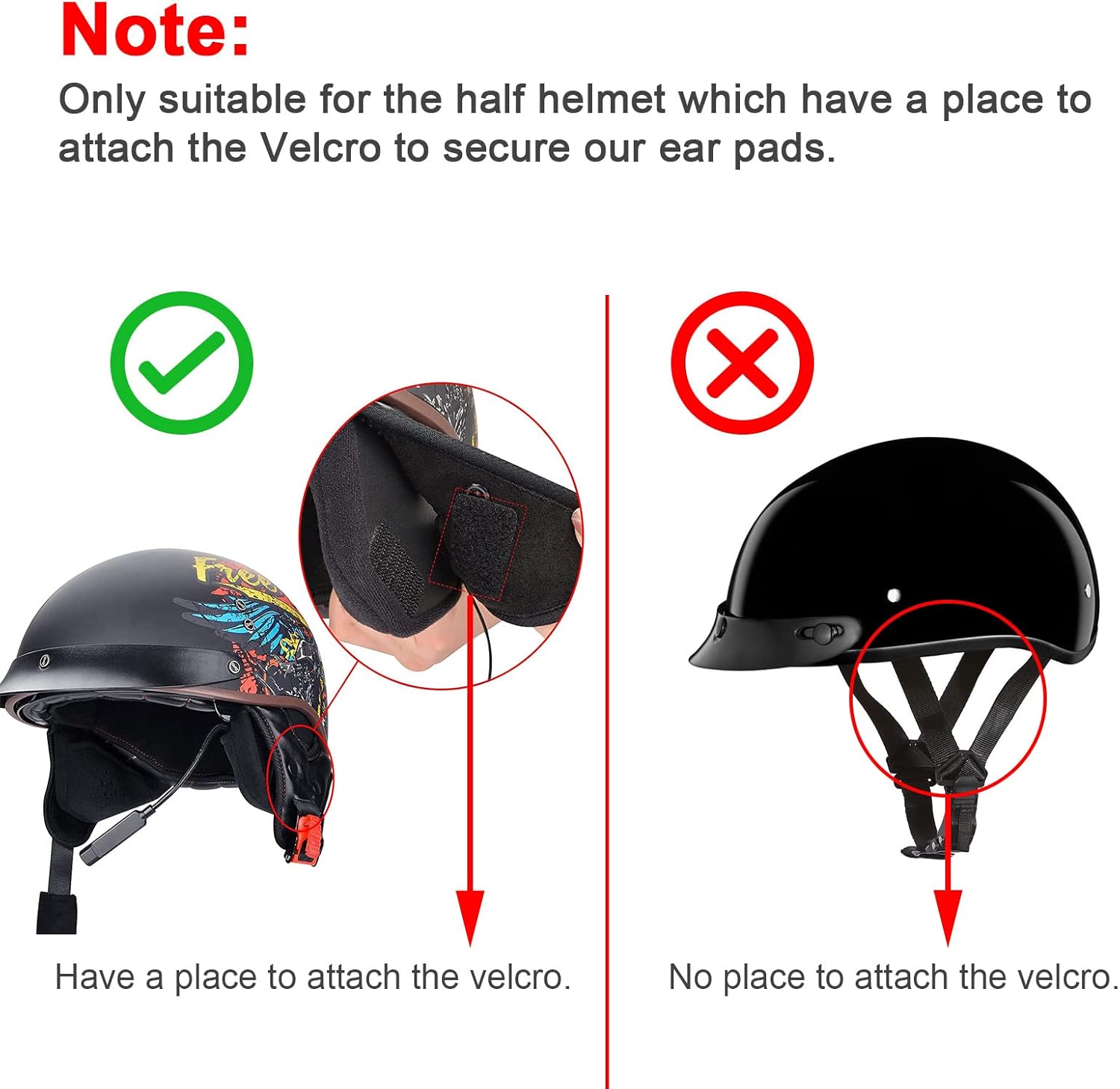 iGuerburn 2 Pair Half Helmet Ear Pads Speaker Pockets, Bluetooth Motorcycle Helmet Speakers Pouches 1/2 Helmet Accessories Ear Protection Reduce Wind Noise — image 3