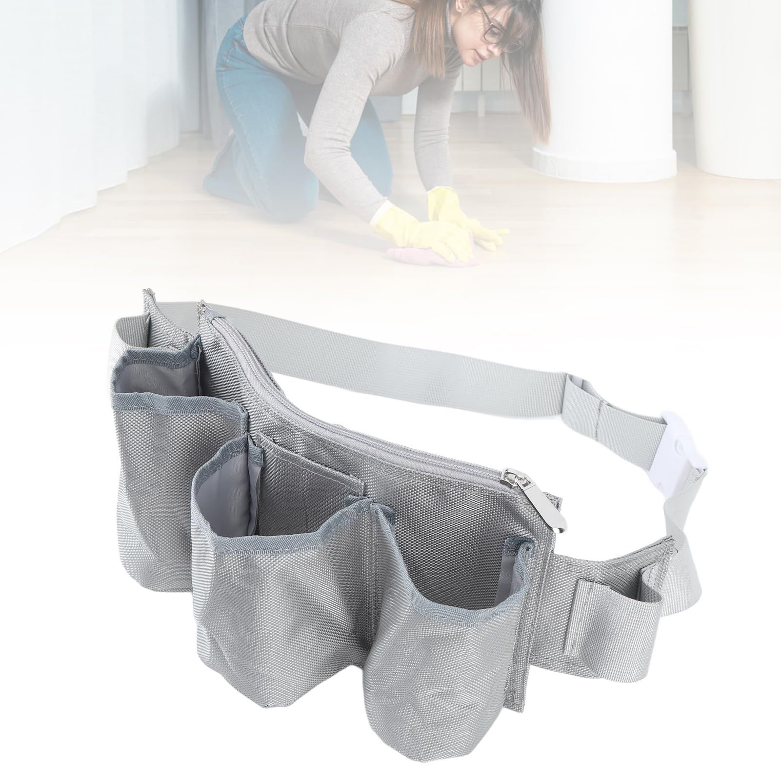 Garden Tool Belt Waterproof Oxford Fabric Gardening Tool Pouch for Family Camping Cleaning worker specific waist bag(grey) β image 3