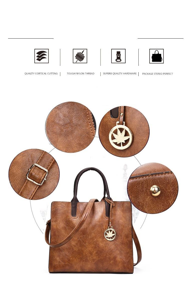 Leather Tote Bags 3-Piece Set Women's Tote + Shoulder Strap + Coin Purse — image 3