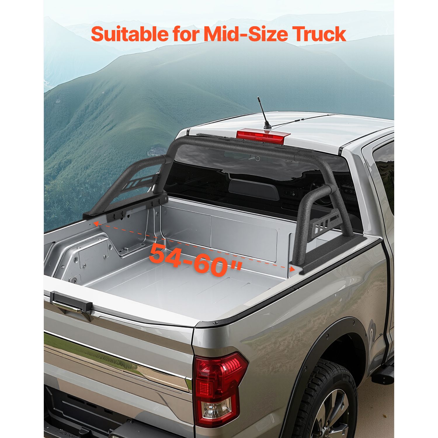 Truck Bed Roll Bar Universal Chase Rack for Mid-Size Pickup Carbon Steel — image 2
