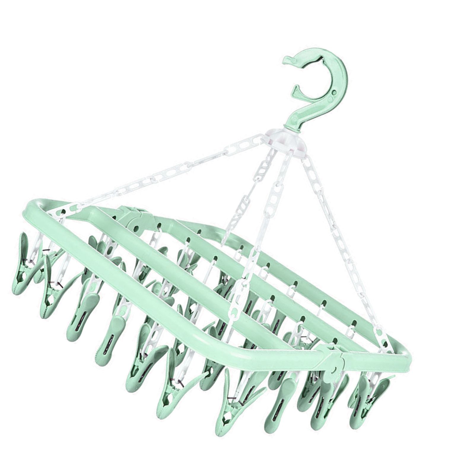 32 Clip Folding Hanger 360 Degree Rotation Household Laundry Clip Rack with Windproof Lock Drying Rack Green C0NCN — image 3