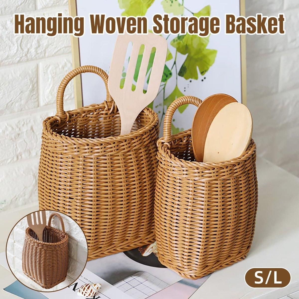 Vintage Wall Hanging Basket Kitchen Storage Basket Small Flower Basket Organizer - 15cm — image 2