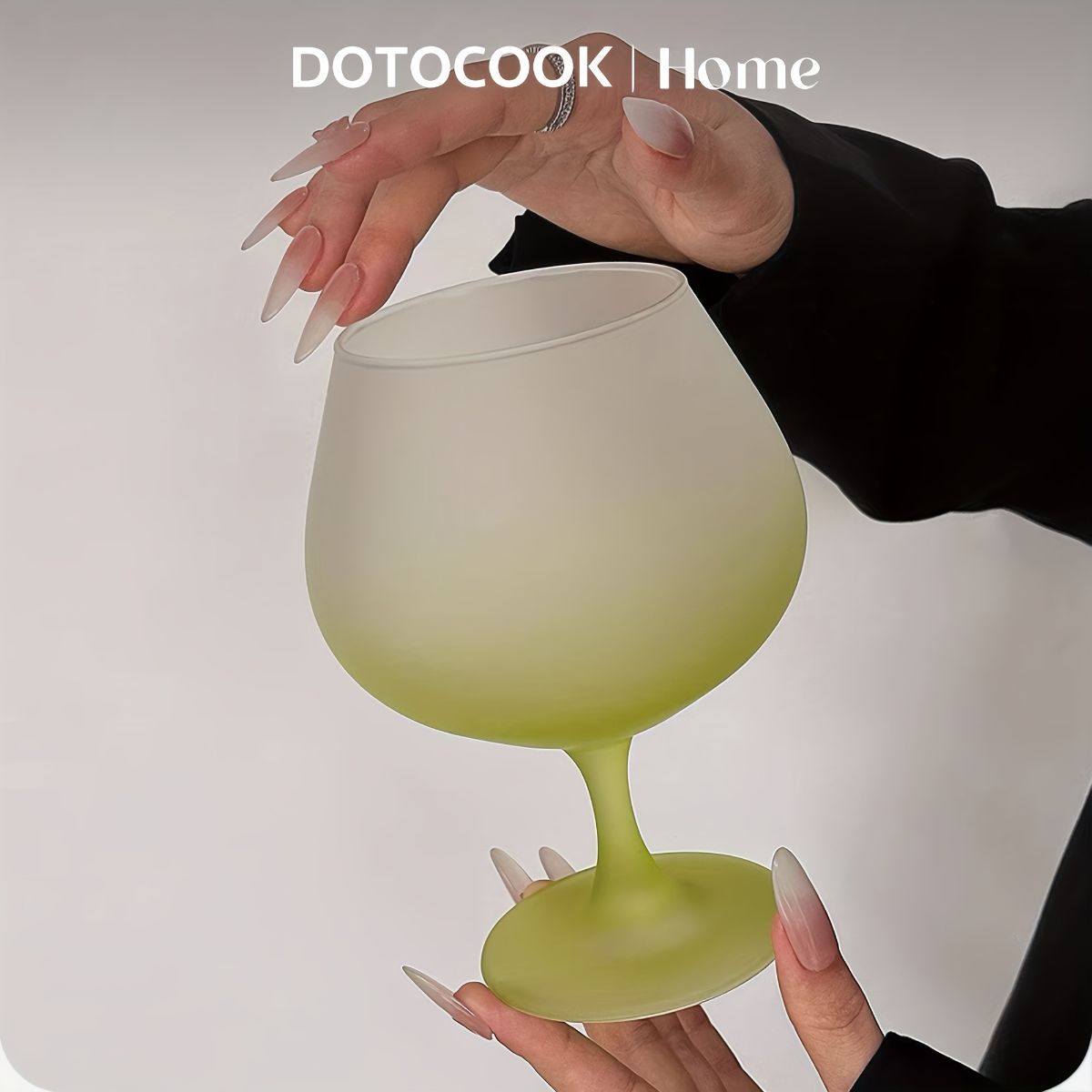 gradient frosted glass goblets, French stemware wine glasses, elegant juice cups Australia, designer drinkware home, stylish glassware gifts - Green - Size โ image 6