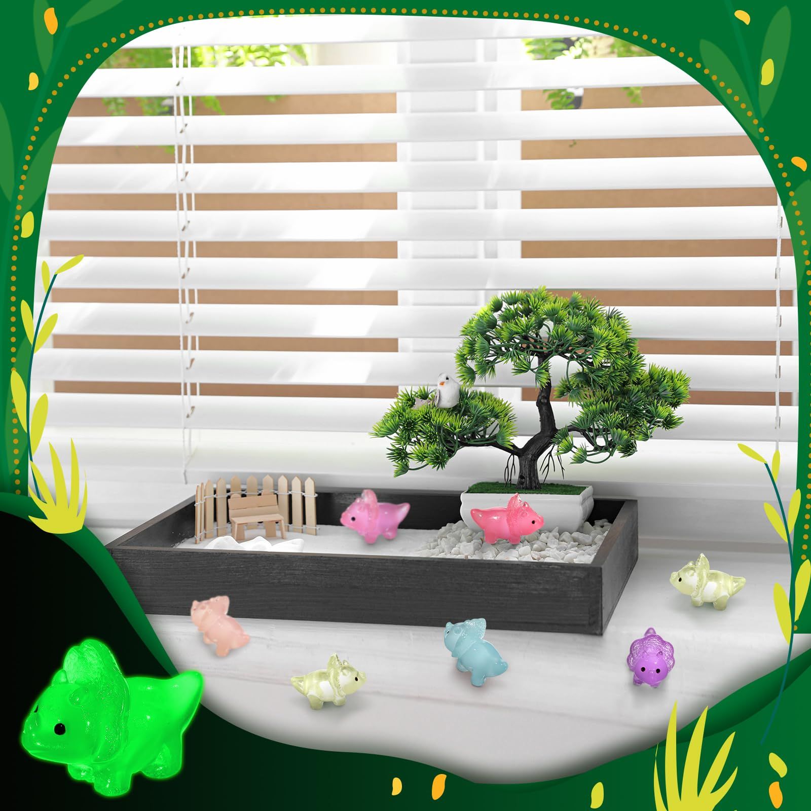 96 Pcs Luminous Mini Dinosaur Toys Glow in The Dark Dinosaur Figures Resin Small Dinosaur Figurines Tiny Dino for Garden Landscape โ image 3