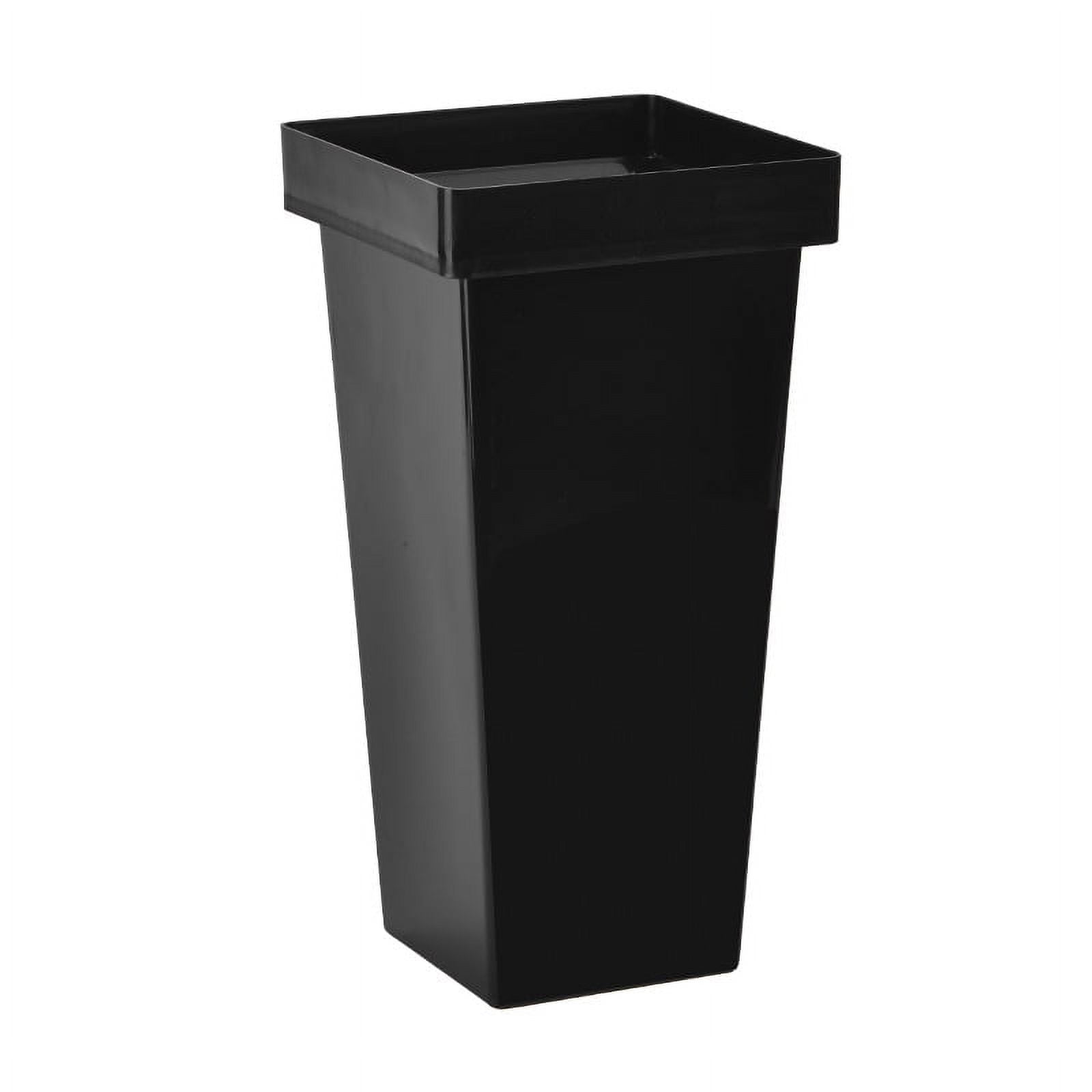 Plastic Flower Vase, Tall Flower Pot Pack of 1, Patio Deck Indoor Outdoor Garden Tree Planters 13.4 Inch (White) 4pcs-Black
