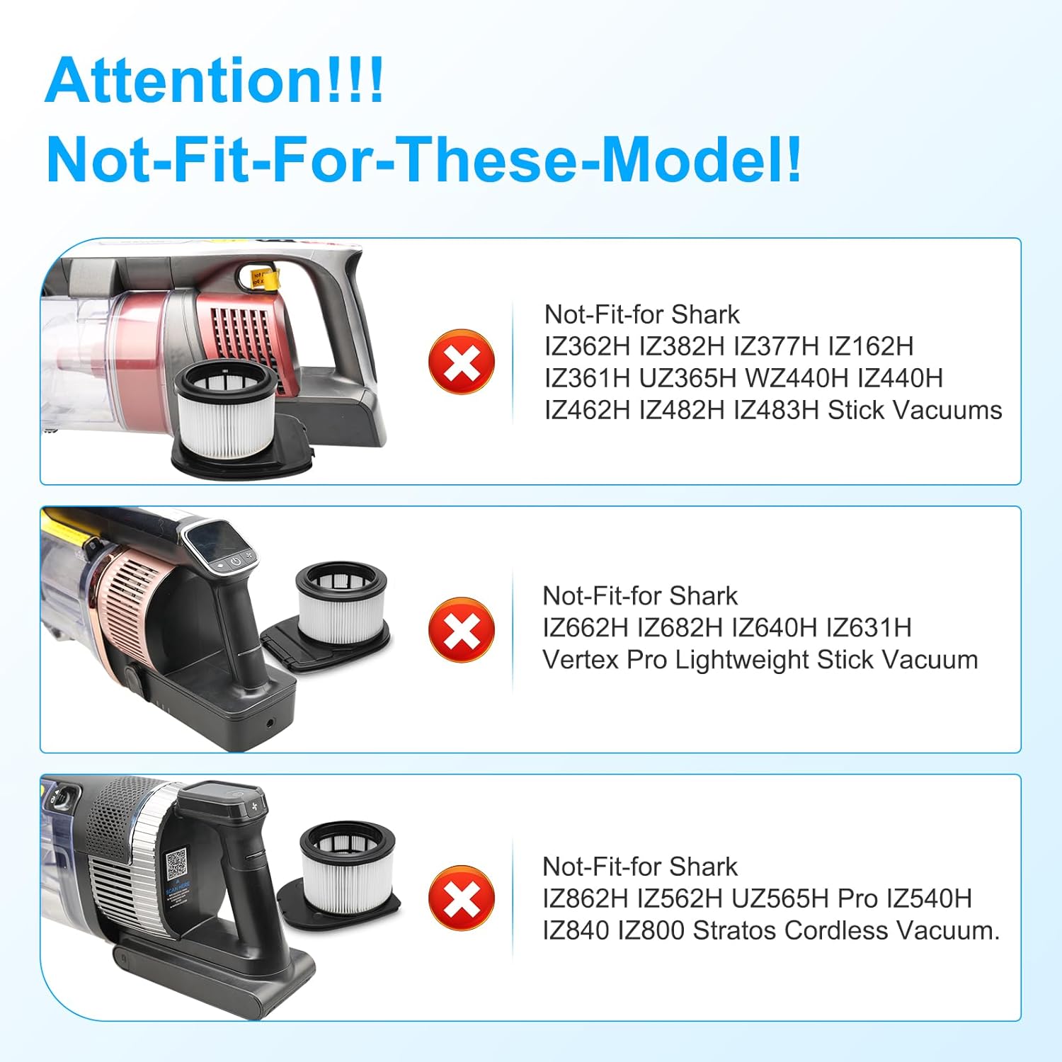 IX141 Filters Fit for Shark IX141 IX140 IZ140 IX142 IZ140C IZ142 UZ145 IZ141C IX141H WZ140 WZ250 Stick Vacuum, Replace Part 616FJ140 & 617FJ140, 2 Pack Filter — image 3