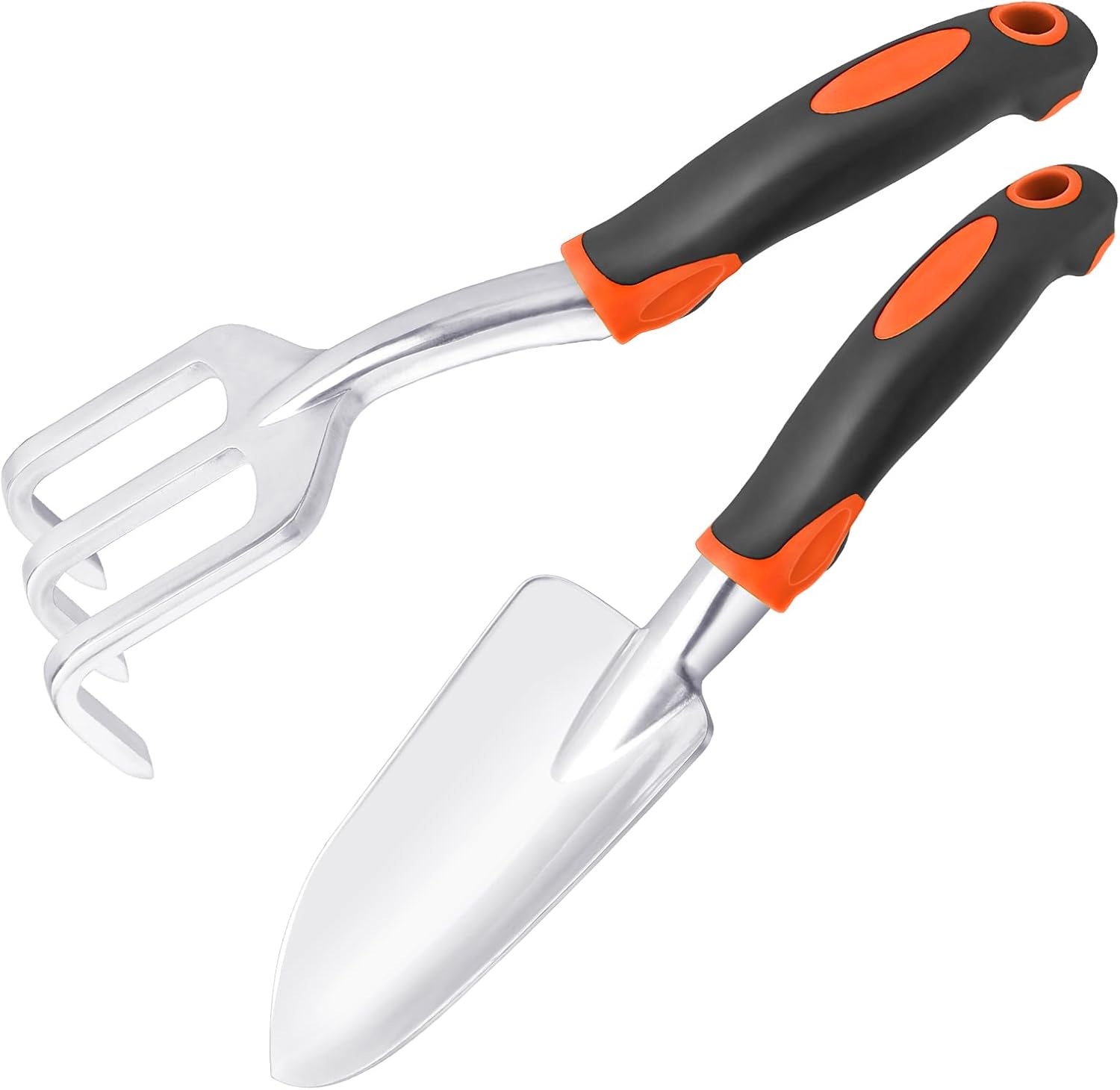 Garden Tool Set, 2 Pack Heavy Duty Gardening Tools Set Include Garden Shovel and Hand Rake Claw Tool with Ergonomic Handle, Small Gardening Hand Tools for