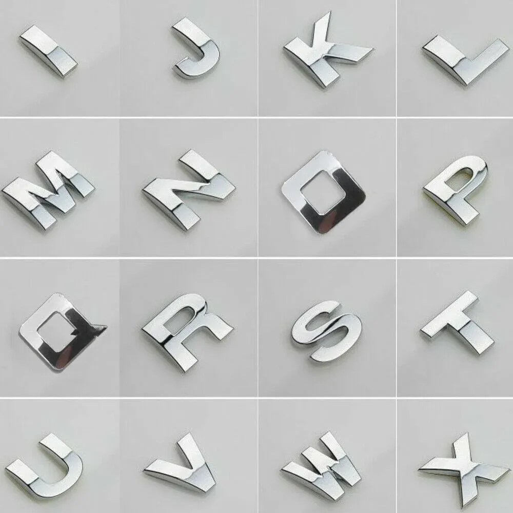 A-Z Alphabet Letters Car Sticker Self Adhesive Auto Badge Emblem 3D Chrome Good - D — image 5