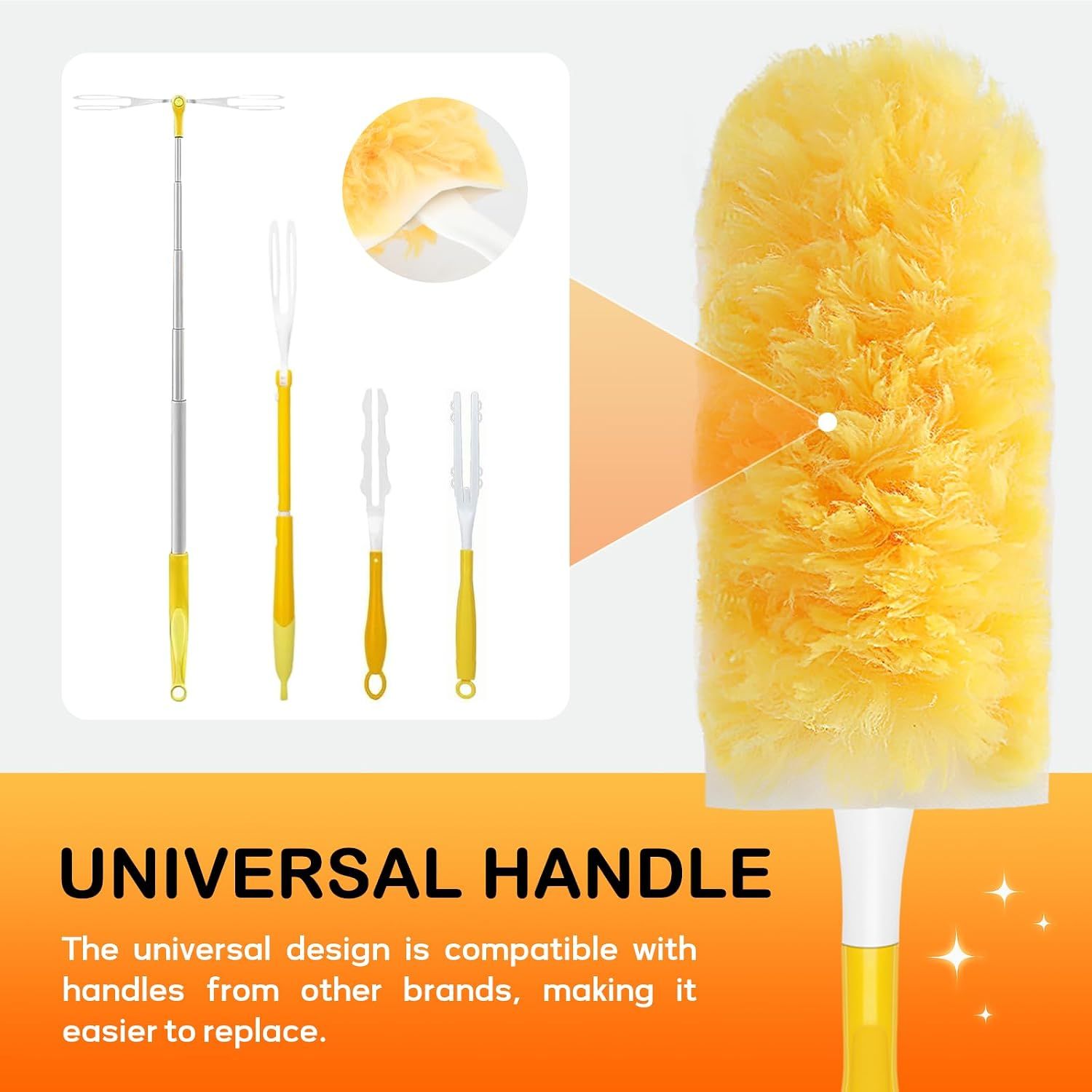 30 Pack Multi-Surface Duster Refills with 1 Handle, 360-Degree Disposable Cleaning Heads for Fans, Blinds, Furniture and Shelves — image 6