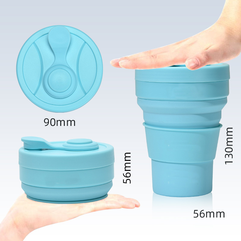 2 Pcs White and Grey 350ml Collapsible Silicone Travel Cup - Portable, Leak-Proof & Food-Grade Drinking Mug with Lid, Insulating Sleeve & Straw — image 3