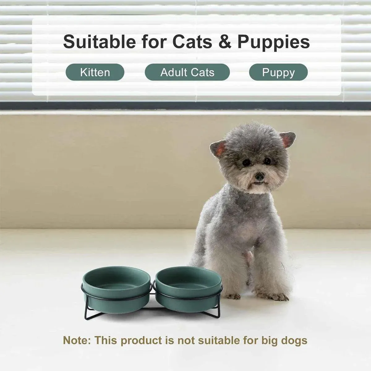 Ceramic Pet Bowl Cat Food Bowl Dog Bowl Drinking Bowl Pet Water Food Dish - Grey — image 5