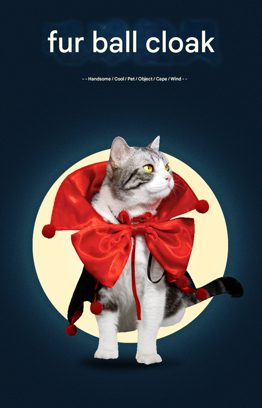 Red Regal Vampire Pet Cape | Halloween & Christmas Costume Cloak with Bow & Pom-Poms for Dogs and Cats(Size M) โ image 2