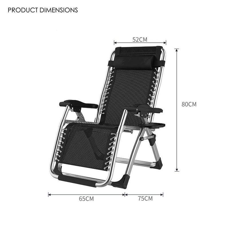 Kingsize Outdoor Folding Reclining Garden Beach Chair Sun Lounger Deck Recliner Silver Color — image 2