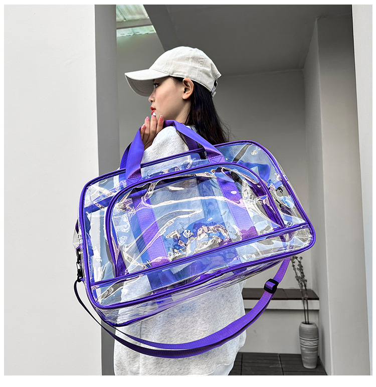 Purple transparent Multi-Purpose Clear PVC Bag - Travel, Fitness, Storage Tote (42x26x15cm) — image 3