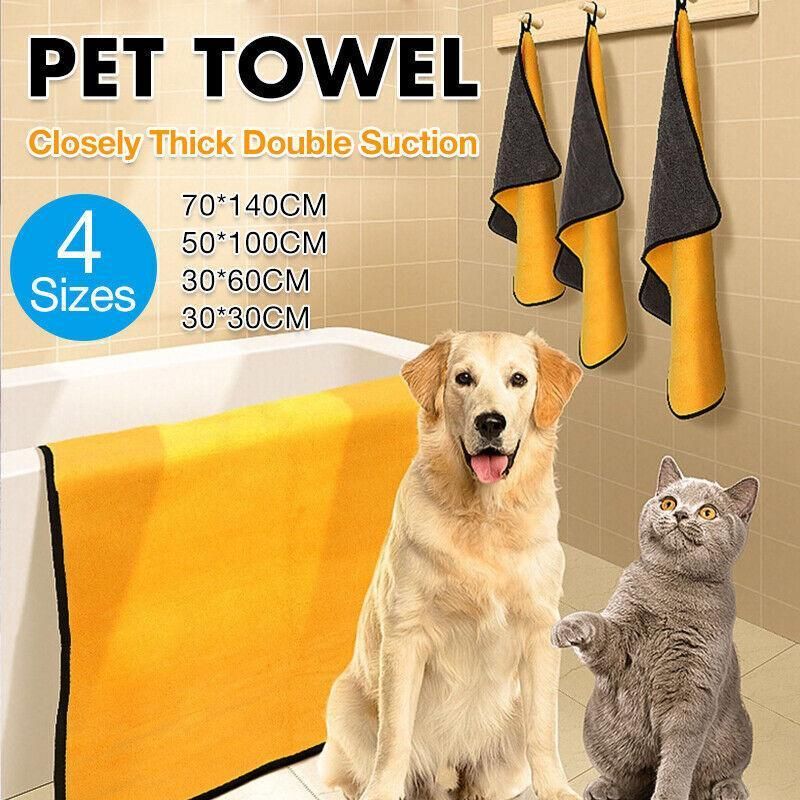 Pet Drying Towel Ultra-Absorbent Water Dog Cat Bath Microfiber Clean Soft Cloth - 30 X 30CM — image 2