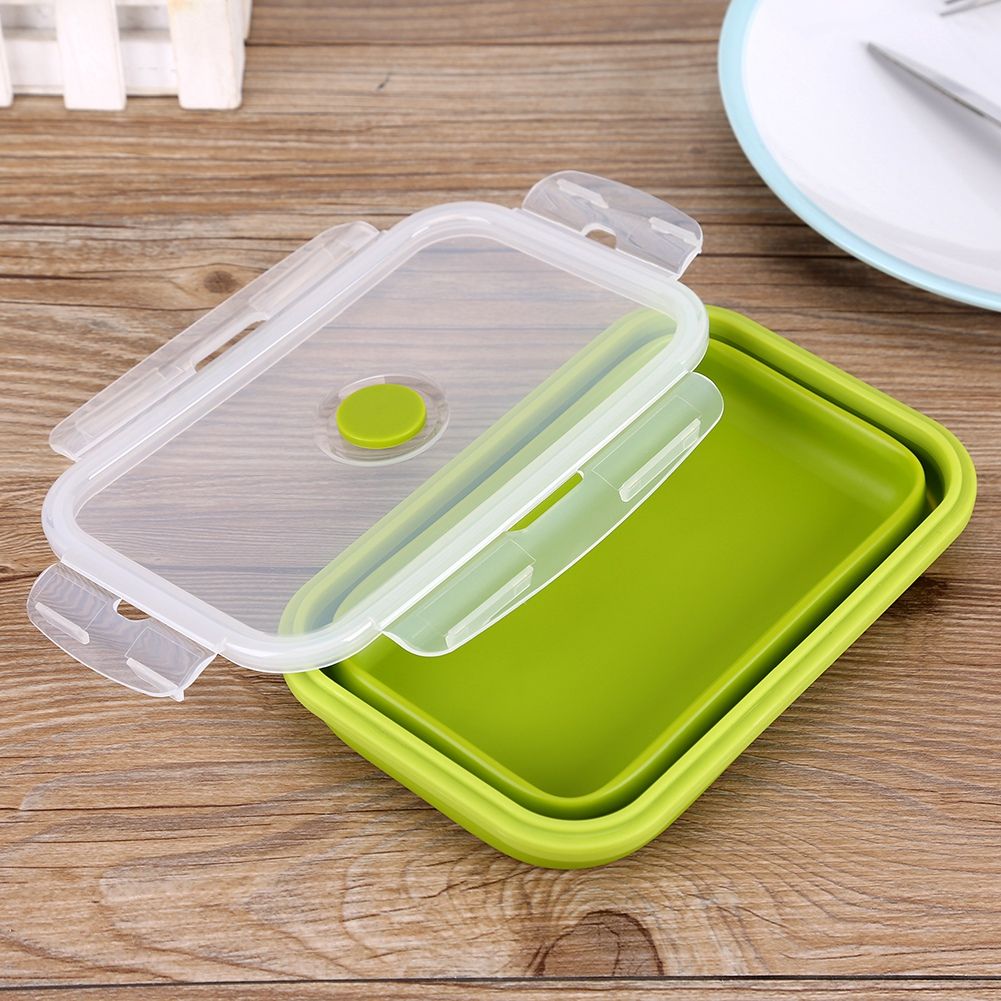 800ml Silicone Collapsible Portable Lunchbox Bowl Folding Food Storage Container Green โ image 4